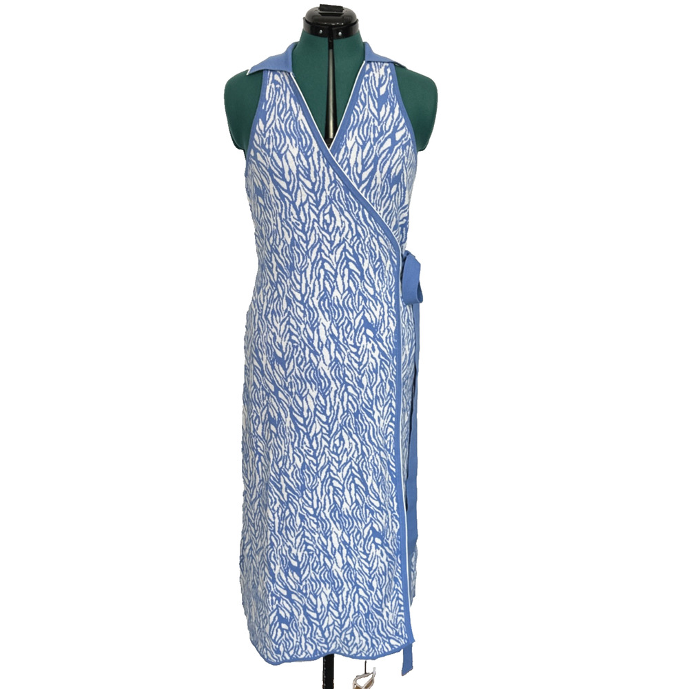 Diane Von Furstenberg Blue Sheath Halter Dress